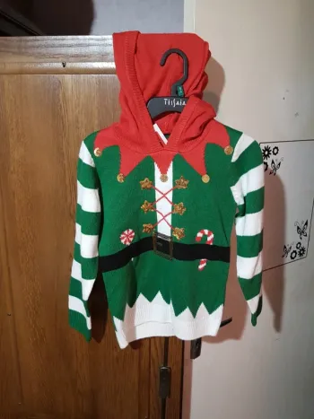 Pull de noël lutin fille 8 ans tissaia
