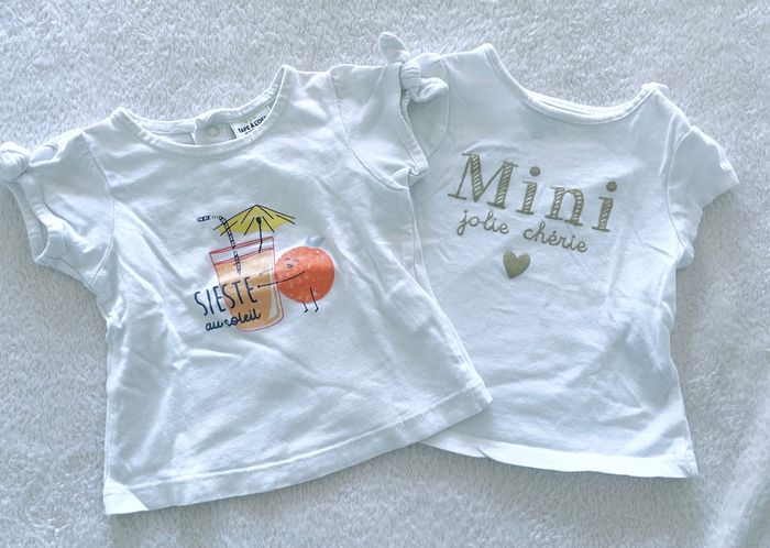 Lot de 2 tee shirt blanc « 1 TAO et 1 Kiabi » taille 3 mois