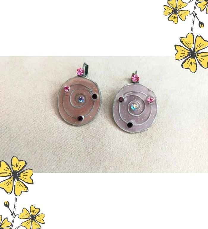 Boucles d’oreilles rondes à spirale rose pailleté – Collection Reflets de Lavande - photo numéro 2