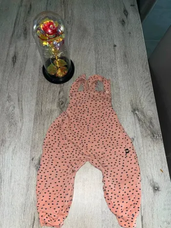🌟 Salopette rose à pois pour enfant 🌟