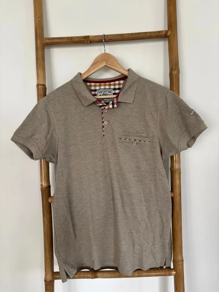 Polo beige ethnic blue taille M