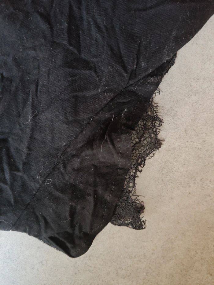 Haut Promod noir manches courtes brodées taille L - photo numéro 5