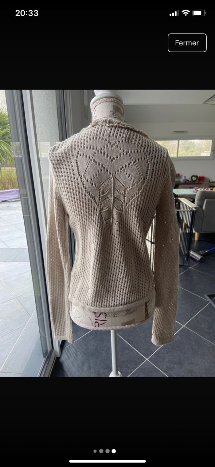 Gilet femme ajouré taille S Cream écru - photo numéro 2