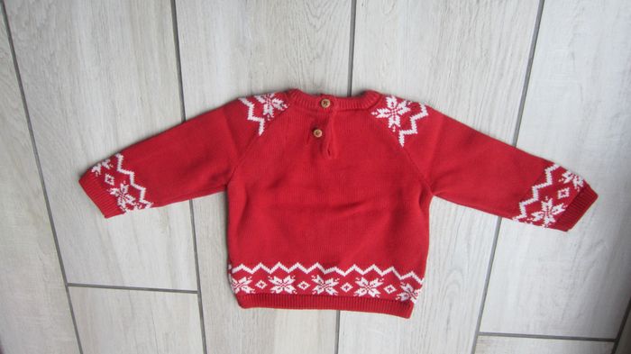 Pull en coton rouge et blanc - photo numéro 2