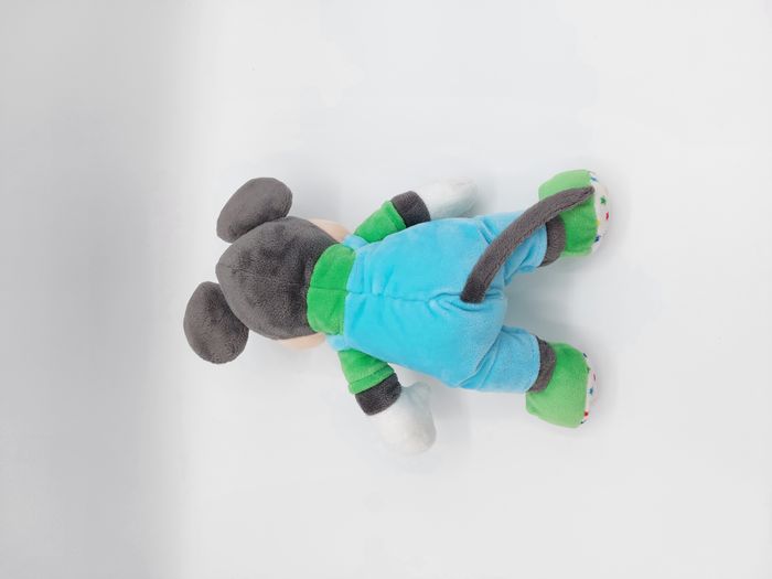 Peluche doudou Mickey vert bleu salopette Disney Nicotoy 24 cm étoiles pois - photo numéro 2
