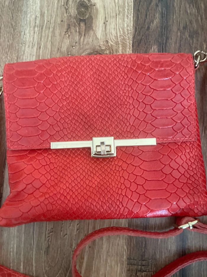 Sac rouge cuir - photo numéro 2