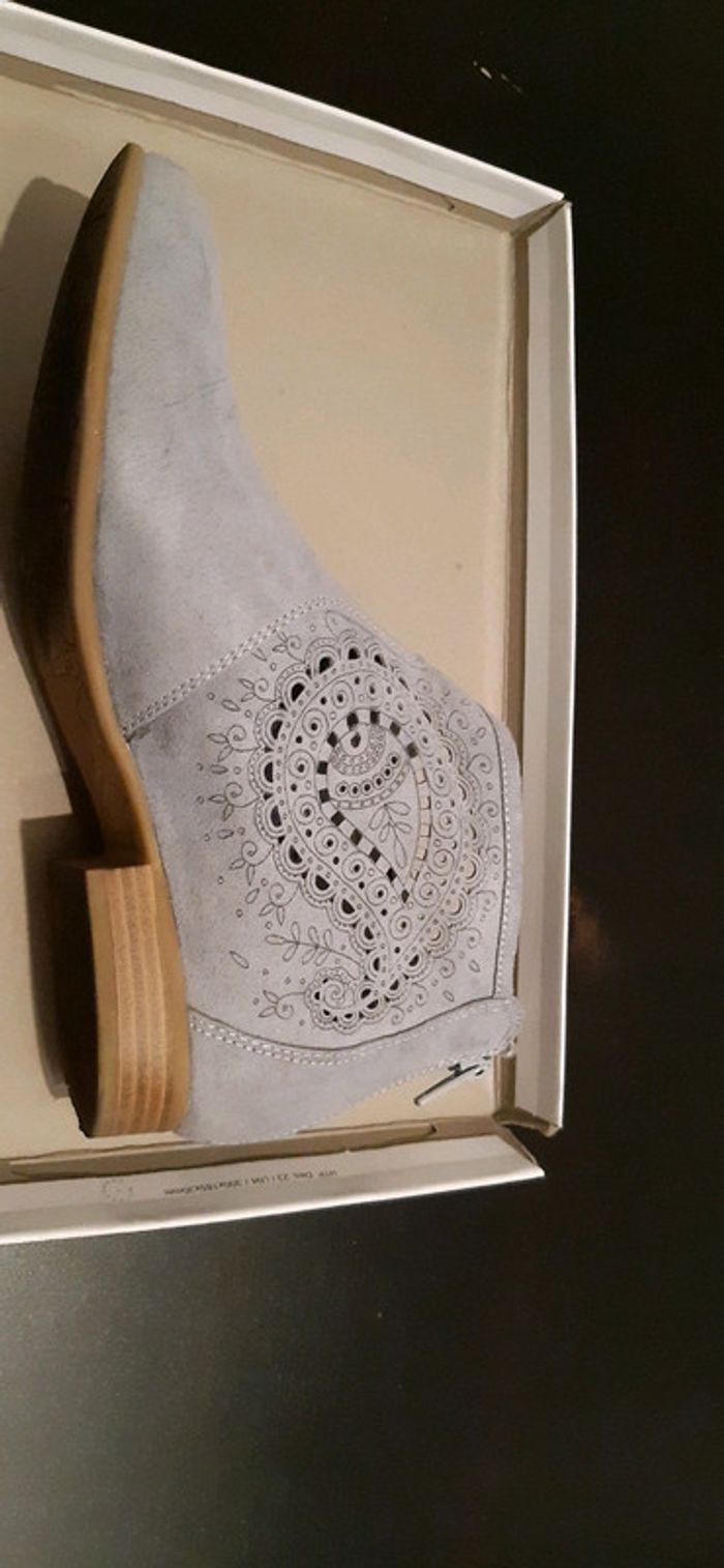 Bottines femme grises à motif - photo numéro 5