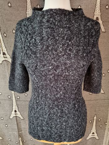 Pull noir chiné manches ¾ taille S