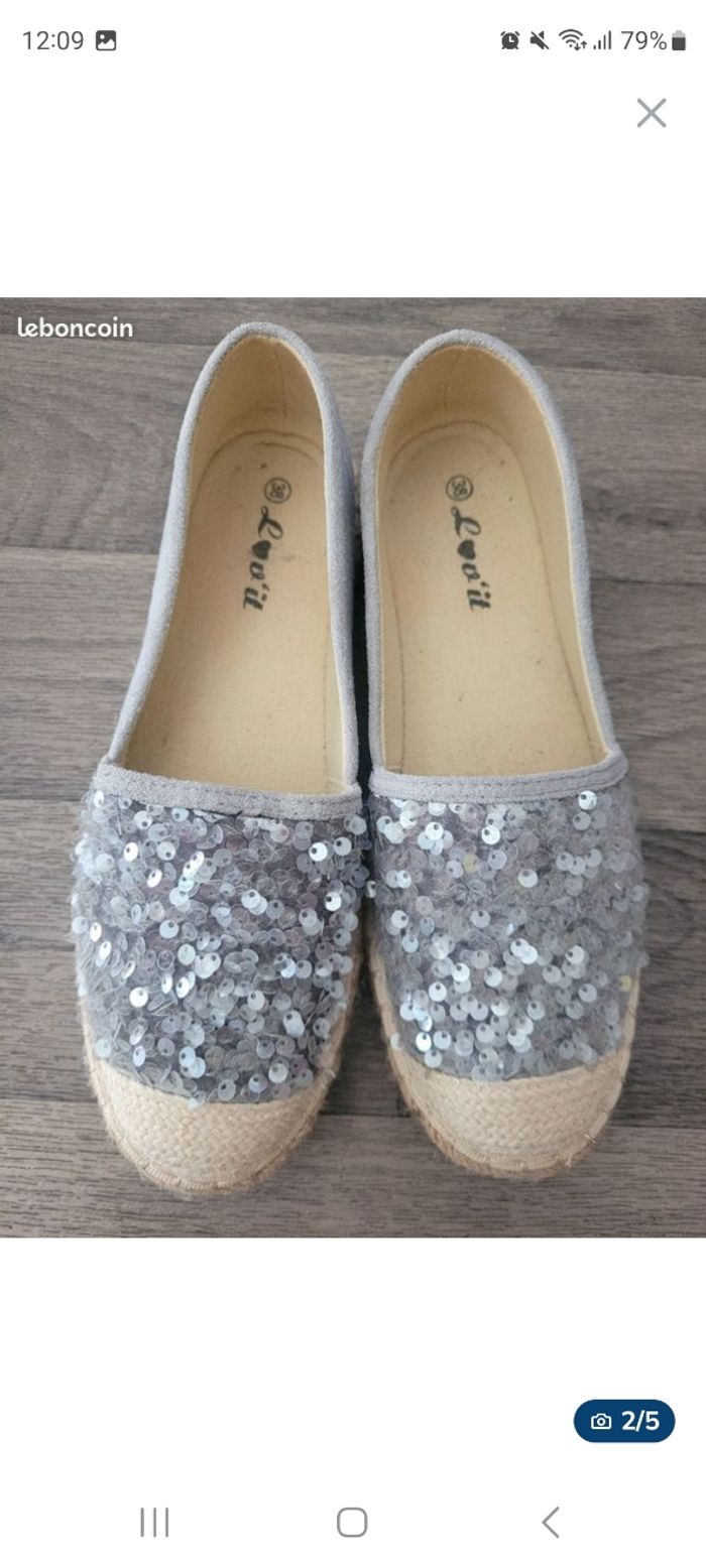 Paires d'espadrilles à sequins grise Kiabi-Pointure 38 - photo numéro 2