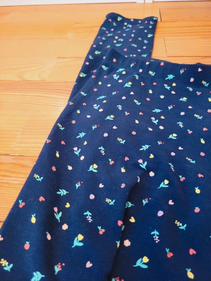Legging sport bleu marine taille XS 34 coquette motifs fleurs floraux - photo numéro 4