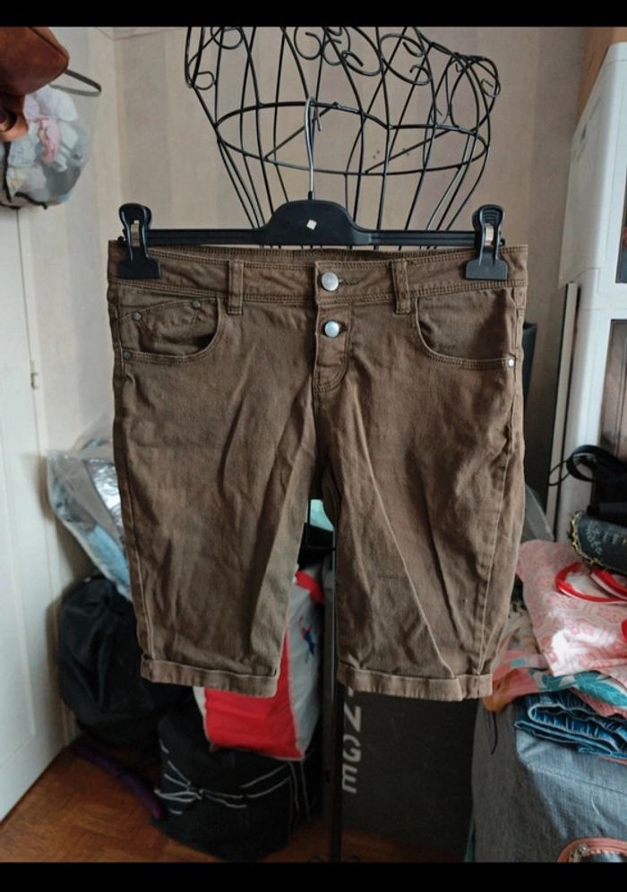 Short en jean kaki