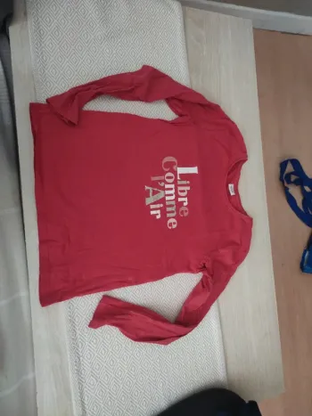 T-shirt manches longues brique rouge Tao 12 ans libre comme l'air