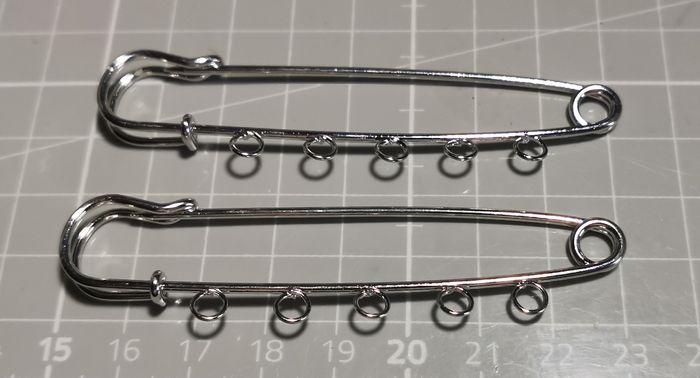 2 x supports broches 8 cm 5 anneaux en métal argenté - photo numéro 2