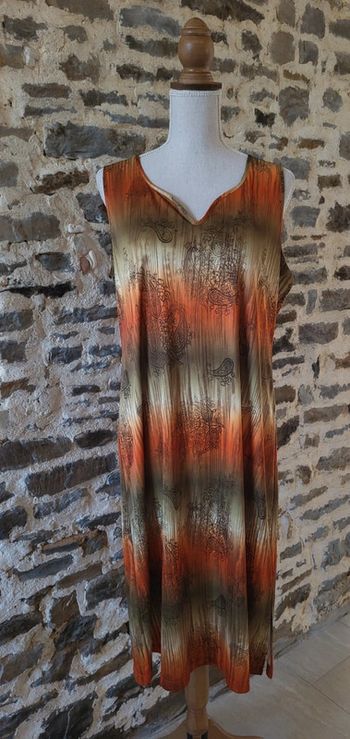 Robe d'été sans manches orange kaki à motifs La Redoute Taille 42