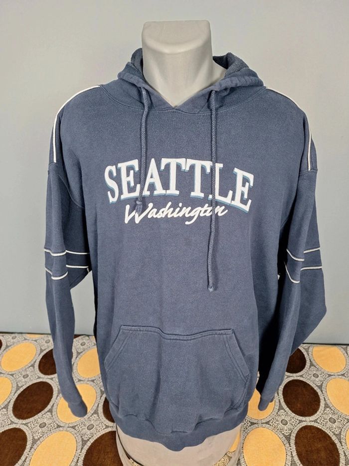 sweat a capuche / Hoodie / homme taille 2XL / bleu - sérigraphie (384) - photo numéro 2