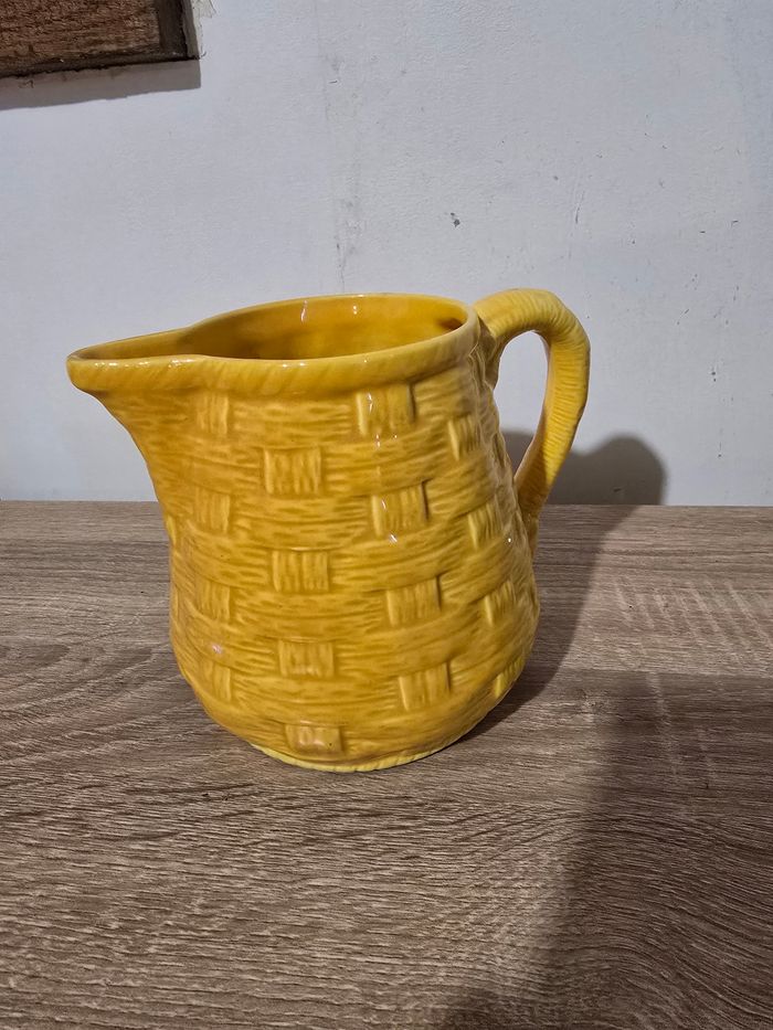 Ancien  Pichet Jaune Cruche Design Vintage Rétro Sarreguemines
