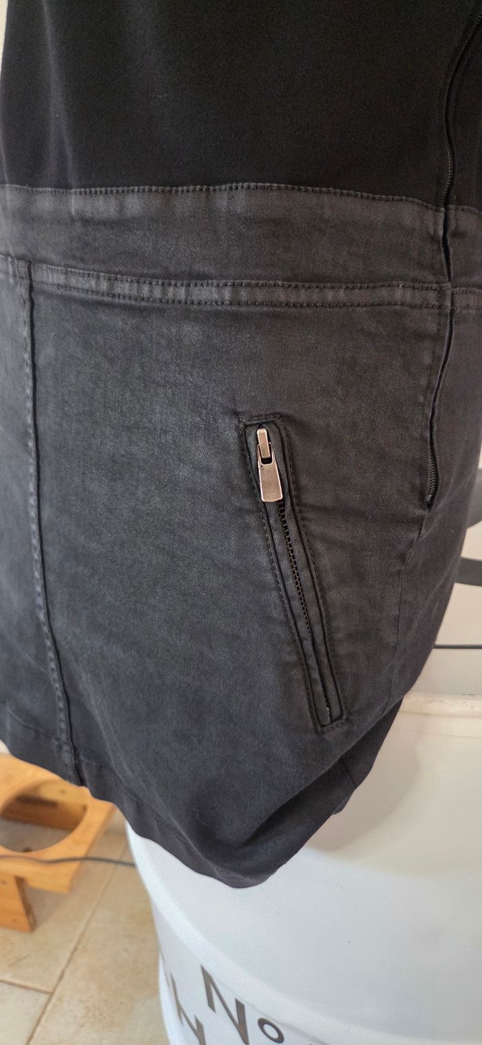 IKKS – Robe Noire Bi-Matière Effet Cuir – T40 – Rock Chic Intemporelle - photo numéro 5