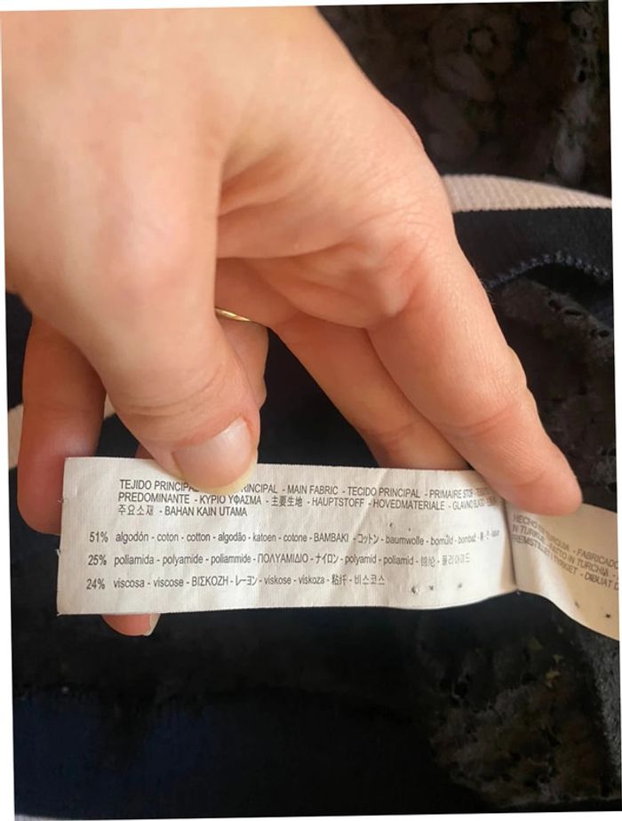 Sweat en dentelle bleu marine Zara taille L - photo numéro 4