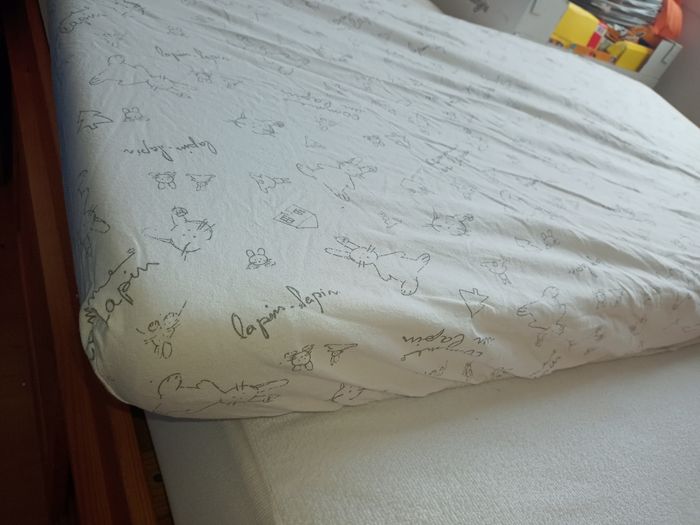 drap housse bébé 60x120cm
  blanc  lapin - photo numéro 3