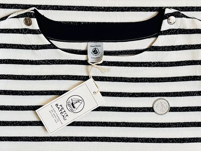 Marinière en jersey smoking argent collection Noël Petit bateau T-12 ans - photo numéro 3