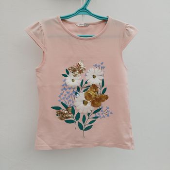 Tee-shirt avec motif papillon et fleur