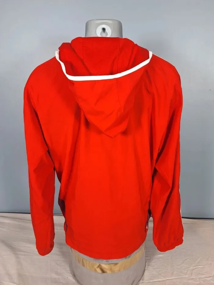 veste coupe vent imperméable a capuche adidas vintage/ homme - taille L / rouge full broderie (459) - photo numéro 9