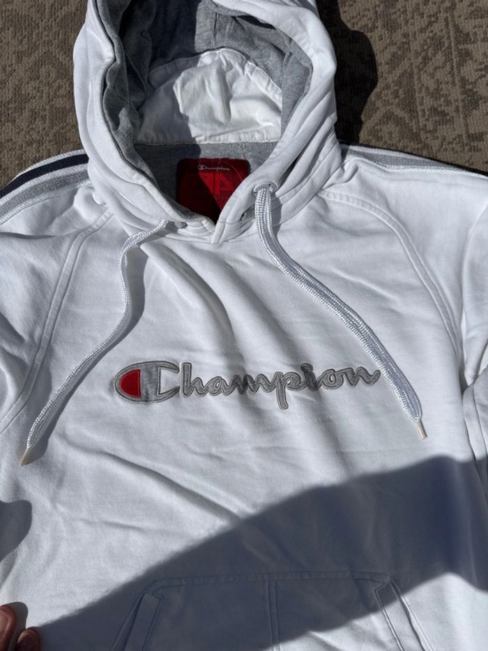 Sweat à capuche Champion blanc logo brodé - Taille S/M - photo numéro 2