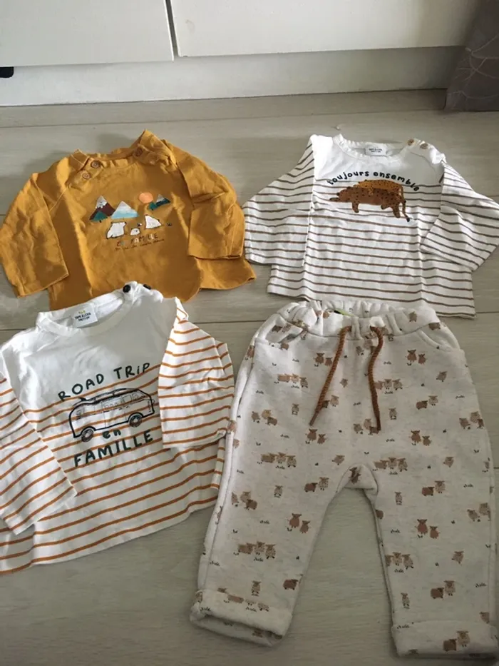 Ensemble pantalon + t-shirt manches longues thème de la famille 9 mois TAO