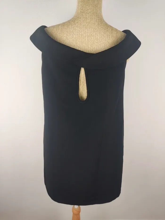 Robe mi-longue manches courtes col bardot noir avec poches taille 38 / 40 See U Soon - photo numéro 2