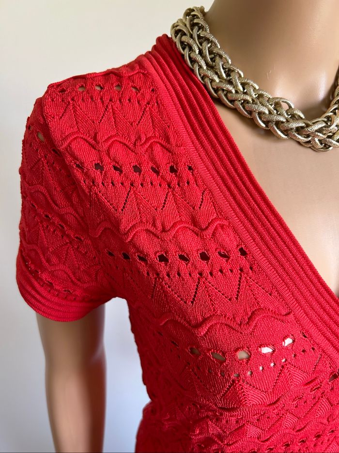 Haut rouge orangé à manches courtes Morgan taille S comme neuf - photo numéro 4