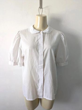 Chemisier d'été blanc à pois roses - Pierre Clarence - taille 42