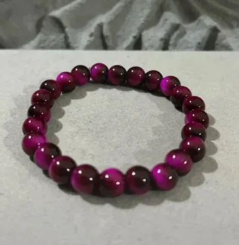 Bracelet œil de tigre pierres naturelles perles de 8mm sur fil élastique