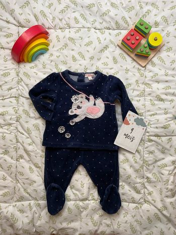 pyjama 2 pièces en velours marine à paillettes 9 mois du pareil au même