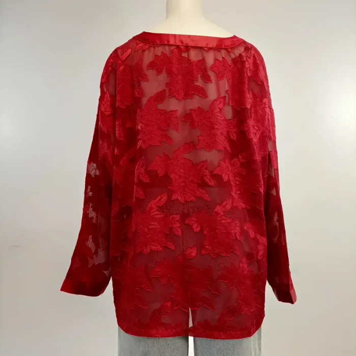 Chemisier inspiration kimono - Empiècement broderie - A442 - photo numéro 4