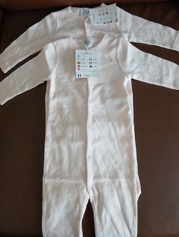 lot 2 pyjamas sans pieds fille DPAM 60 cm 3 mois