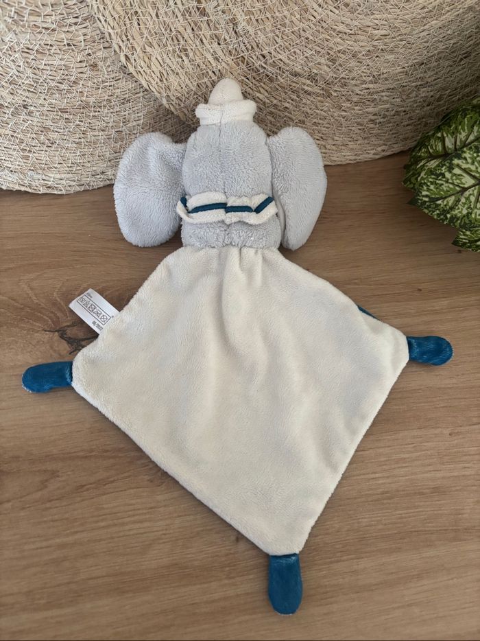 Doudou plat éléphant Dumbo bleu gris cigogne Disney - photo numéro 3