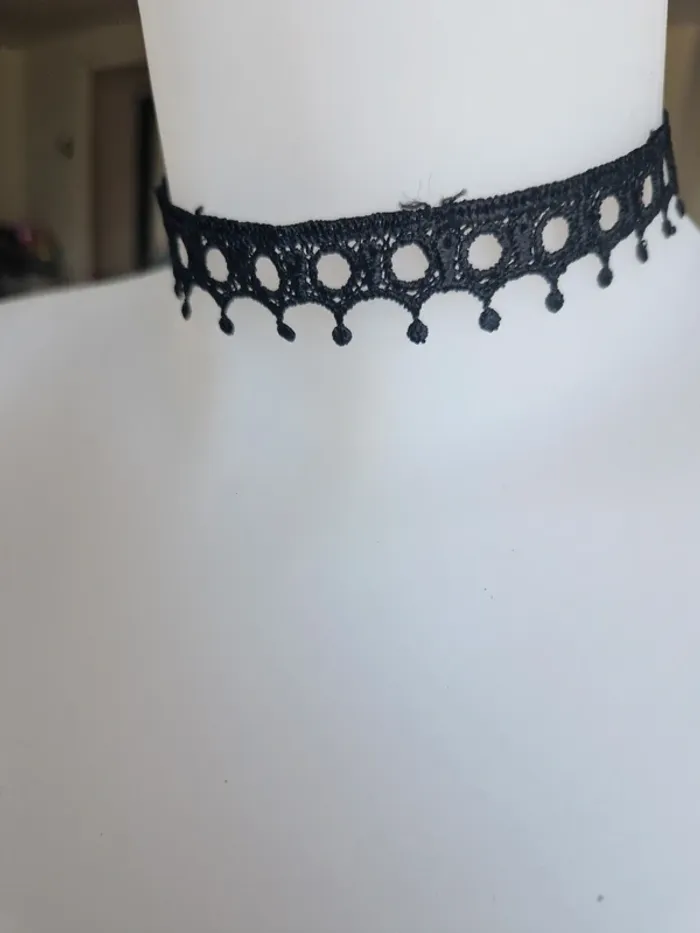 Collier fantaisie ras de cou choker noir - photo numéro 2