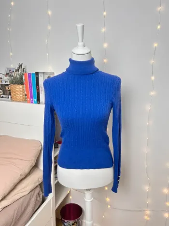 pull col roulé côtelé bleu électrique Only taille XS – automne/hiver