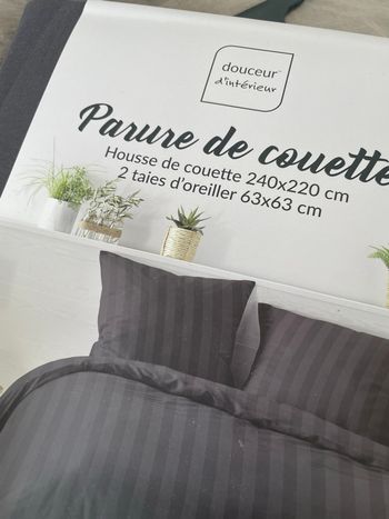 Parure de couette 220/240 effet satiné gris anthracite 