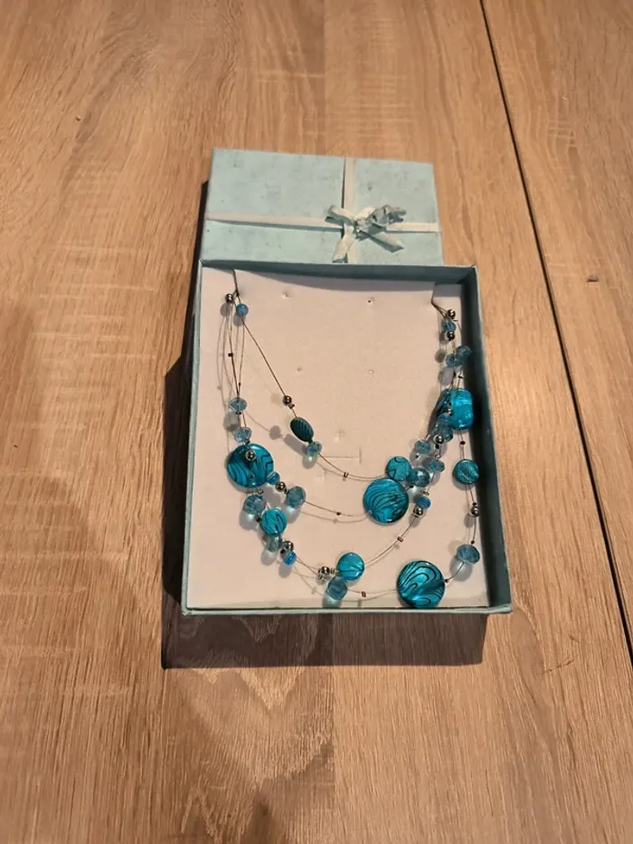 Coffret collier bleu turquoise