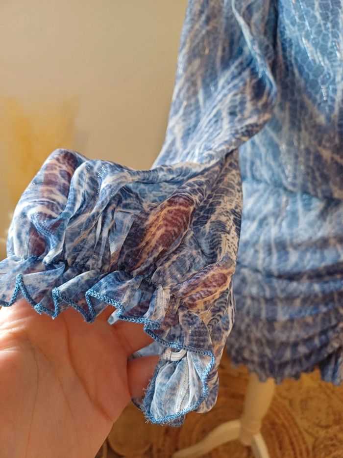 Robe cache-coeur bleue froncée Indefeir taille S/M 36/38 - photo numéro 6