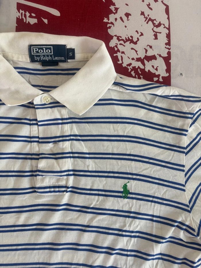 Polo Ralph Lauren taille S à rayures blanche et bleu - photo numéro 3