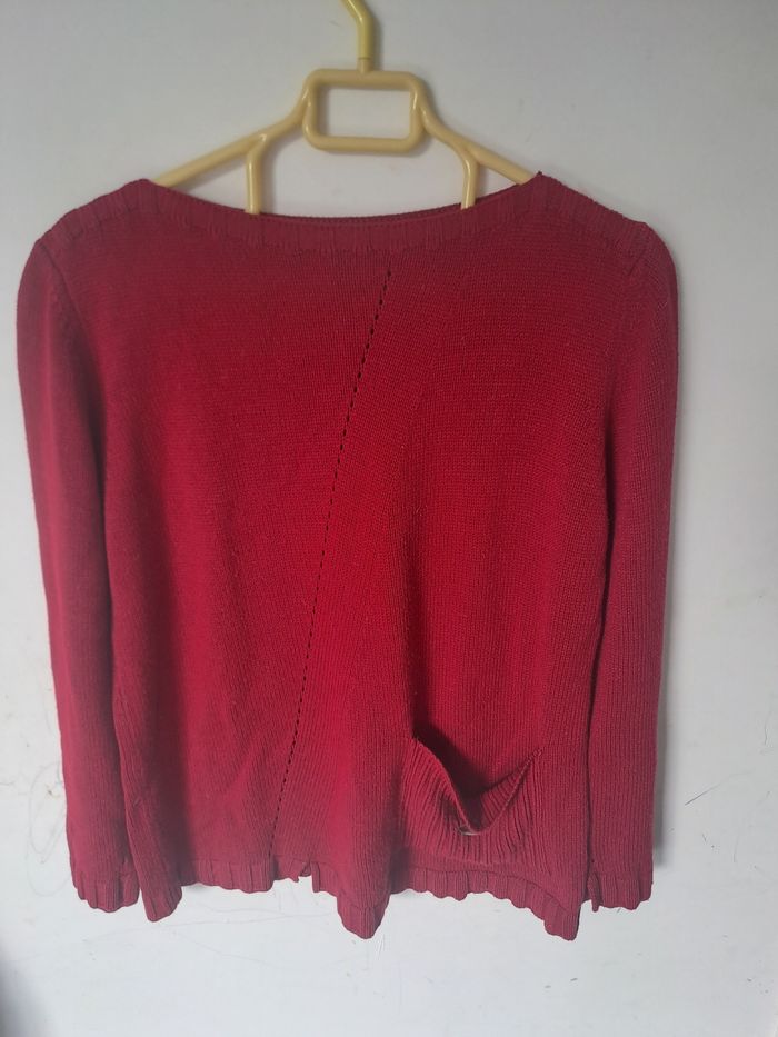 Pull rouge ajouré avec poche Équation Taille 3 - photo numéro 2