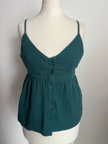 Top, débardeur bretelles ajustables vert taille M 100 % coton