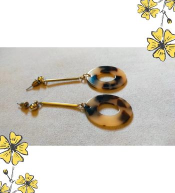 Boucles d'oreilles vintage pendantes effet écaille – Collection Sable & Ébène