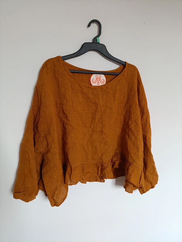 Blouse type poncho ample moutarde Aglaia Mia