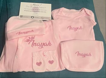 Tenue naissance velours et plaid minky personnaliser 