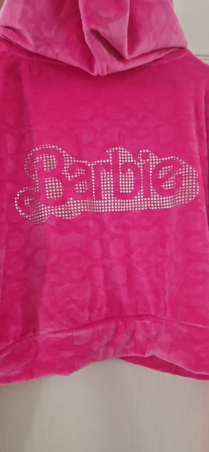 Veste à capuche Barbie velours et strass neuf avec étiquette - photo numéro 6