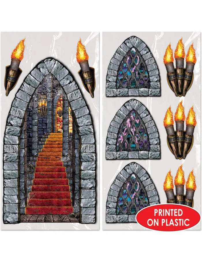 x9 Thème Insta – Beistle Stickers Escalier, Fenêtre et Torche NEUF