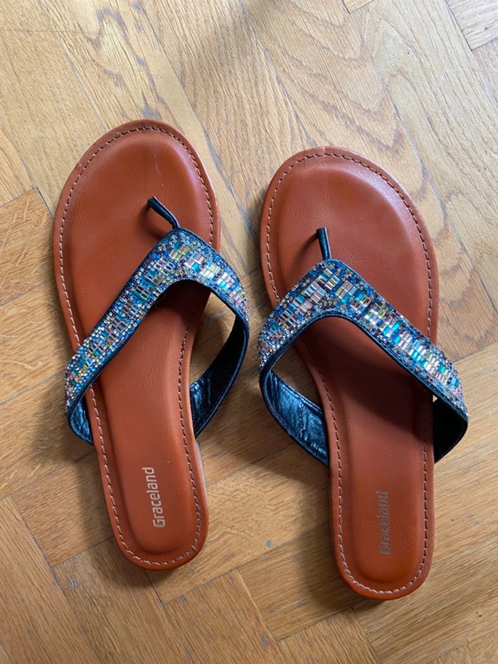 Mules Pierres multicolore Graceland cuir taille 38 1 fois mit - photo numéro 3